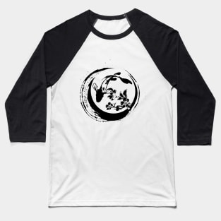 Koi fish an sakura flower in black and white background pattern Baseball T-Shirt